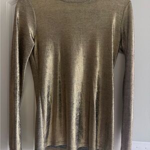 Michael Kors Gold Crew Neck Sweater with Lustrous Finish